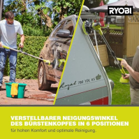 RYOBI 18 V ONE+ Akumulátorová čistící kartáč R18TPS-120G čištění pomocí elektricky rotačních kartáčů, průměr kartáče 15 cm, tel